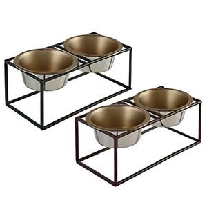 Handcrafted Double Dinner Pet Bowl Steel Wire <b>Stand</b> Polished Metal Pet <b>Food</b> Feeding Bowl for <b>Dogs</b> Wholesale Price - Product Image 4