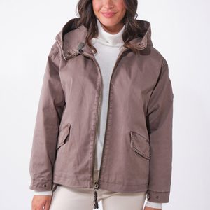 Chaqueta Parka Color Taupe para Mujer, con Capucha y Ribete de Piel Sintética, Abrigo de Invierno Informal y Cálido, Chaqueta Utilitaria de Moda Marrón para Mujer con Forro de Camuflaje - Product Image 1