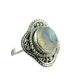 925 Sterling Silver Rainbow Moonstone <b>Statement</b> <b>Ring</b> Handmade Boho June Birthstone Jewelry 18K Perfect Gift for Her Birthday - Product Image 1