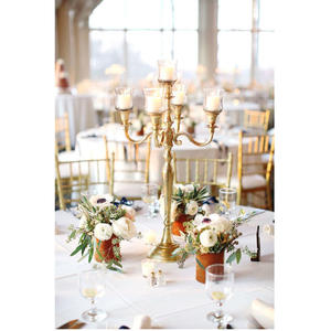 Décoration de table de mariage, candélabre en métal aluminium à 5 bras, bougeoir de grande taille plaqué or à prix raisonnable - Product Image 4