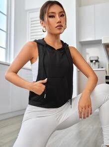 High Quality Custom Design Gym <b>Tank</b> <b>Tops</b> Hoodies for <b>Women</b> Hot Sale Cotton Made Stringer Hoodies in <b>Black</b> for Summer Spring - Product Image 6