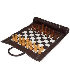 Portable Genuine Leather <b>Backgammon</b> Roll up <b>Travel</b> <b>Backgammon</b> Game Bag <b>Set</b> Scroll <b>Backgammon</b> <b>Set</b> for Adults Kids - Product Image 2