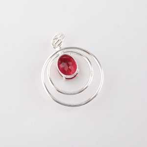 Collier pendentif en rubellite rose, plaqué or 18 carats, argent sterling 925, fait main, certifié IGI, pour femme, octobre - Product Image 3