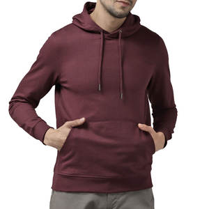 Pull-over personnalisé automne hiver pour hommes Basics 100% coton pull-over épais de couleur unie sweat à capuche imprimé logo brodé - Product Image 1