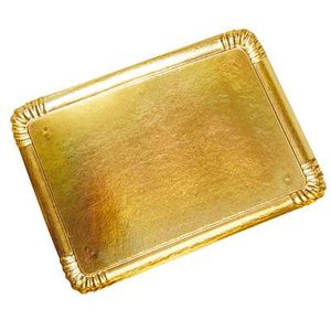 Assiette en papier kraft carrée dorée 100% biodégradable de qualité alimentaire pour fête d'anniversaire, contenant alimentaire, base de gâteau, jetable - Product Image 1
