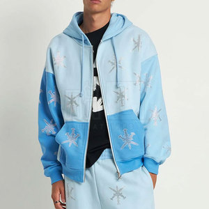 Último estilo nueva llegada Color sólido hombres básicos Rhinestone sudaderas con capucha algodón poliéster venta al por mayor hombres básicos Rhinestone sudaderas con capucha - Product Image 3