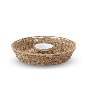 2023 nouveau Design rustique jonc de mer rond plateau de service vente chaude puces et plateau à tremper pour Buffet servant - Product Image 4