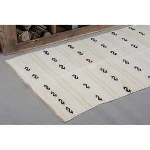 Alfombra turca vintage clásica de 3,3x6,1 pies, moderna, de látex de lana de retazos blancos y negros para dormitorio, alfombra Rectangular de diseño de pasillo - Product Image 5