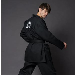 Conjunto de uniforme de Taekwondo con bordado negro, pantalones y abrigo, ropa hermosa, uniforme de entrenamiento de Karate - Product Image 4