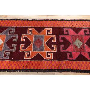 Vintage Turkish Rug, <b>Runner</b> 2.6x12.6 ft (78x384 cm) Rug, <b>Red</b> Persian Wool Rug - Product Image 3