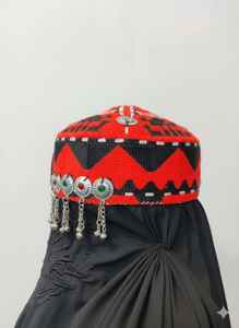 Gorro Tradicional Afgano para Mujer, Hecho a Mano, Étnico, Vintage, Bordado, con Flores, Ecológico, al por Mayor - Product Image 3