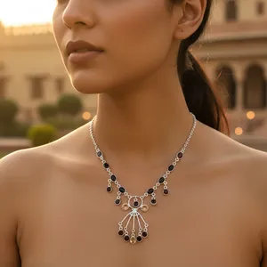 Collar de Moda con Cuentas y Piedras Preciosas Multicolores en Plata 925 para Mujer - Product Image 3