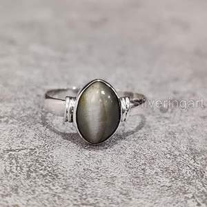 Anillo de Plata de Ley 925 con Piedra Lunar Gris Natural para Hombre, Novedad, Regalo de Aniversario de Nacimiento en Junio - Product Image 1