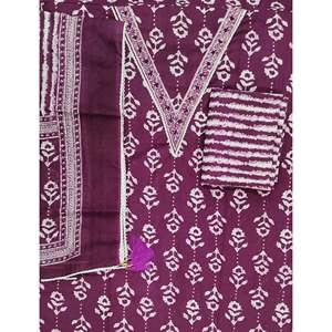 Tissu de robe en georgette non cousu imprimé au bloc, motif dessiné à la main, style Salwar Kameez Anarkali pakistanais - Product Image 1