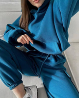Ensemble de sweat-shirt à capuche en coton 100% tricoté de luxe pour femmes, nouvelle mode, ample, uni, brodé, manches longues, vêtements de sport et de loisirs