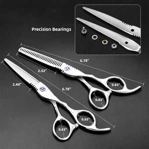 Juego de tijeras de corte de pelo de 4 piezas, mango afilado de acero inoxidable, tijeras de peluquería con estuche de cremallera de cuero - Product Image 5