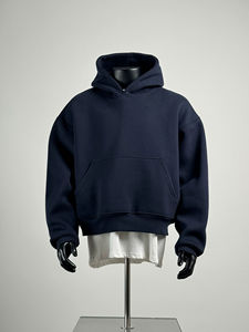 Sweat à capuche 100% coton personnalisé Boxy pull court de haute qualité vierge oversize poids lourd sweats à capuche en éponge française pour hommes - Product Image 4