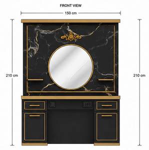 Ensemble de coiffeuse de salon en métal noir et or, station de lavage de cheveux, miroir, lampe murale, meuble-vasque, design traditionnel pour salon de coiffure Istanbul - Product Image 6