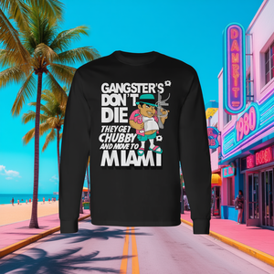 Camiseta de Manga Larga Estilo Retro Vintage Gangster Chubby in Miami, Ropa Promocional - Product Image 3