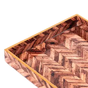 Plateau de service en bois indien et MDF de qualité supérieure, parfait pour rehausser le style de la table et créer une ambiance chaleureuse à la maison à toutes les occasions - Product Image 3
