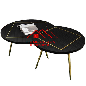 Table basse en métal de conception accrocheuse avec dessus en marbre italien Table centrale de meubles de salon de bureau à domicile - Product Image 6