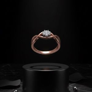 แหวนเพชรที่ได้แรงบันดาลใจจากดอกไม้ ผลิตจากทองคำโรสโกลด์ 14k - Product Image 1