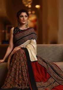 Azrak Robe Tassar en soie/coton avec motif dépareillé Écologique et à séchage rapide pour le mariage des filles - Product Image 2