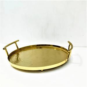 Plateau de service rond en fer EPL or durable personnalisé Design élégant en métal pour mariage, restaurant/cuisine-Plusieurs tailles disponibles - Product Image 2