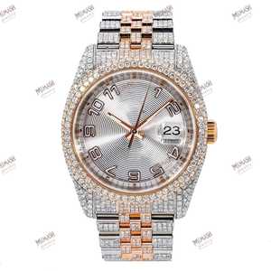 นาฬิกาควอตซ์สีโรสโกลด์สุดหรูรุ่นลิมิเต็ด, นาฬิกาหน้าปัดไม่ซ้ำใครขนาด36มม. นาฬิกาข้อมือแสดงวันที่อัตโนมัติด้วยเพชรโมอิส - Product Image 3