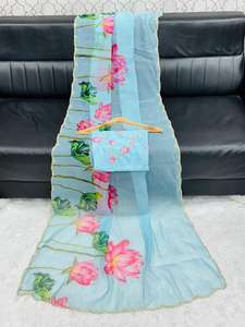 Dupatta Banarasi de Rayón para Mujer, Estilo Étnico Indio, Atuendo de Verano para Fiesta, Estilo Pakistaní, Conjunto de Sari, Estampado en Relieve, Secado Rápido, Ajuste Holgado, Vintage - Product Image 5