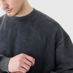 Sweat-shirt en molleton de coton et polyester personnalisé pour homme, broderie, lavage à l'acide, coupe classique, uni, col rond unisexe, prix bas - Product Image 5