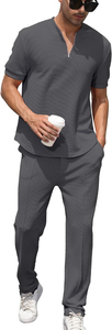 Chándales personalizados de punto informales de manga corta con cuello redondo para hombre Nuevo fabricante Traje de verano Conjunto de dos piezas en alta demanda - Product Image 3