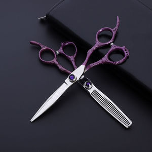 Professional Beauty Stainless Steel Right-Handed <b>Thinning</b> Barber Hair Scissors with Bent Golden Handle-SWISHER INTERNATIONAL - Product Image 3