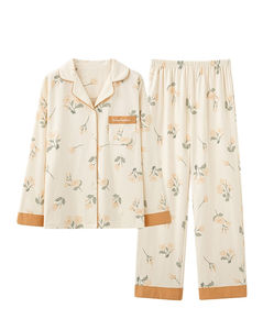 Personnalisé élégant femmes été à manches longues maison porter Satin soie 2 pièces pyjamas vêtements de nuit avec Logo avant pour grande taille - Product Image 2