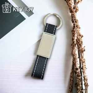 Personalized Custom <b>Name</b> Luxury Executive Metal Leather <b>Tag</b> Keychain Black Genuine Leather Promotional Key Chain Holder Gifts - Product Image 2