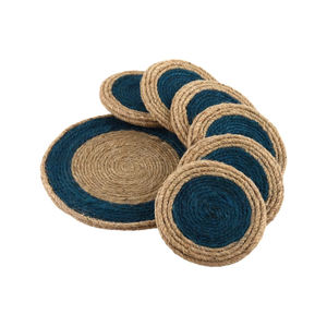 "<b>Woven</b> Jute Linen Eco-Friendly <b>Coasters</b> & Placemats Colorful Hemp Rope Household Use" - Product Image 4