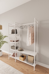 Closet Organizer with Garment Rack and Storage <b>Shelves</b> <b>Clothing</b> Rack with <b>Shelves</b> and Metal Frame Wardrobe - Product Image 4