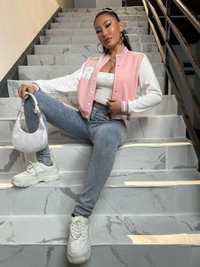 เสื้อครอปสตรีเสื้อแจ็กเก็ตคอตตอนขนสัตว์ระบายอากาศได้ดีปักลายยาวสำหรับฤดูหนาว - Product Image 2