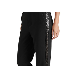 Steve Madden Waverly Kick <b>Flare</b> Pants Black <b>Sequin</b> Stripe with Straight Silhouette and Natural Waistline - Product Image 2