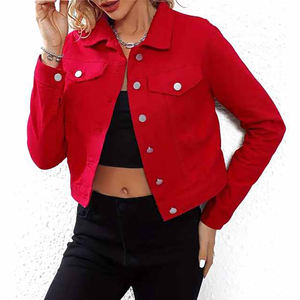 แจ็คเก็ตยีนส์ผ้าฝ้ายทรงเข้ารูปสำหรับผู้หญิง สีพื้น กระดุมแถวเดียว แบบกลับด้านได้ เป็นมิตรกับสิ่งแวดล้อม ผลิตในปากีสถาน ขายดีประจำฤดูหนาว - Product Image 5