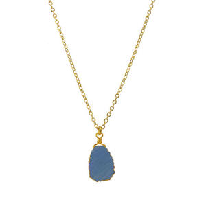 Collier de tranches d'agate en dentelle bleue fait à la main pendentif de mode réglable plaqué or pour la fabrication de bijoux personnalisés en gros - Product Image 1