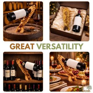 Soporte para Botellas de Vino de Madera de Olivo Tallado a Mano, Diseño de Viñedo, Estilo Art Deco, Hecho a Mano en Belén - Product Image 5