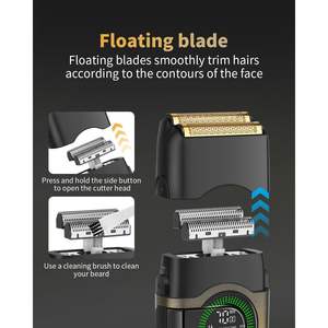 Rasoir électrique pour hommes, rasoir à double grille, lames flottantes, sans fil, rechargeable par USB, 100 minutes d'utilisation, lavable, pour le rasage du visage - Product Image 5
