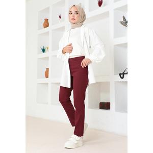 Pantalon décontracté taille haute pour femme, respirant, doux, style harem, effet froissé, longueur genou, coloré et élégant pour le bureau - Product Image 5
