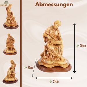 Escultura tallada a mano "José como carpintero" – figura de madera de olivo de Belén (29 cm) - Product Image 6
