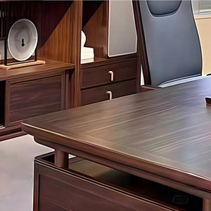Premium Brown <b>Solid</b> <b>Wood</b> Executive <b>Desk</b> Rectangular with Reinforced Supports and Curved Safety Edge 1-Year Warranty - Product Image 3