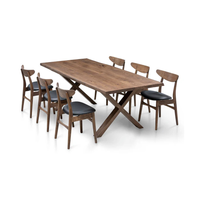 Table à manger rectangulaire rustique en bois massif extensible pour 8 personnes, utilisation intérieure/extérieure, usine de Ho Chi Minh