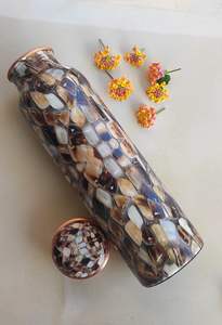 Authentic Indian Handmade Copper <b>Water</b> <b>Bottle</b> Leak-Proof Lid BPA Free Durable Reusable for Drinking <b>Water</b> Ayurveda Health - Product Image 2