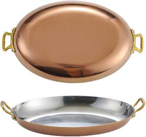 Plato Ovalado de Acero Inoxidable con Doble Asa, Acabado Pulido y Martillado, Ecológico, para Aperitivos, Postres y Sushi - Product Image 1