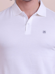 เสื้อคอโปโลแขนสั้นเปิดไหล่ครึ่งแขนเสื้อแฟชั่นผ้าสวมใส่สบายพิมพ์ลายสีขาว - Product Image 3
